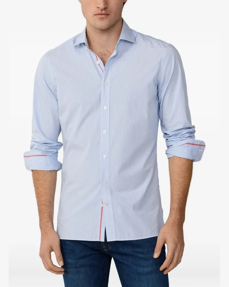 Hackett Gestreiftes Hemd aus Popeline - Blau Blau
