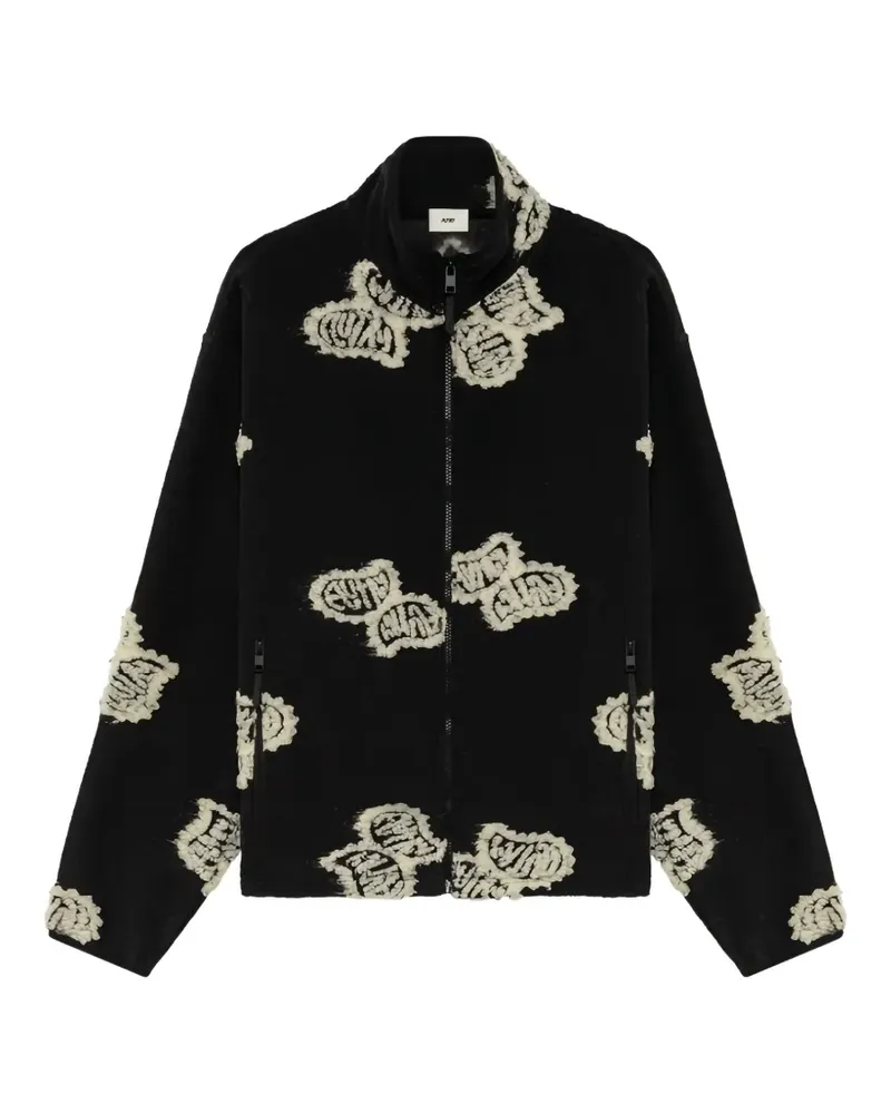 AUTRY Teddy logo-patch zip-up jacket - Schwarz Schwarz