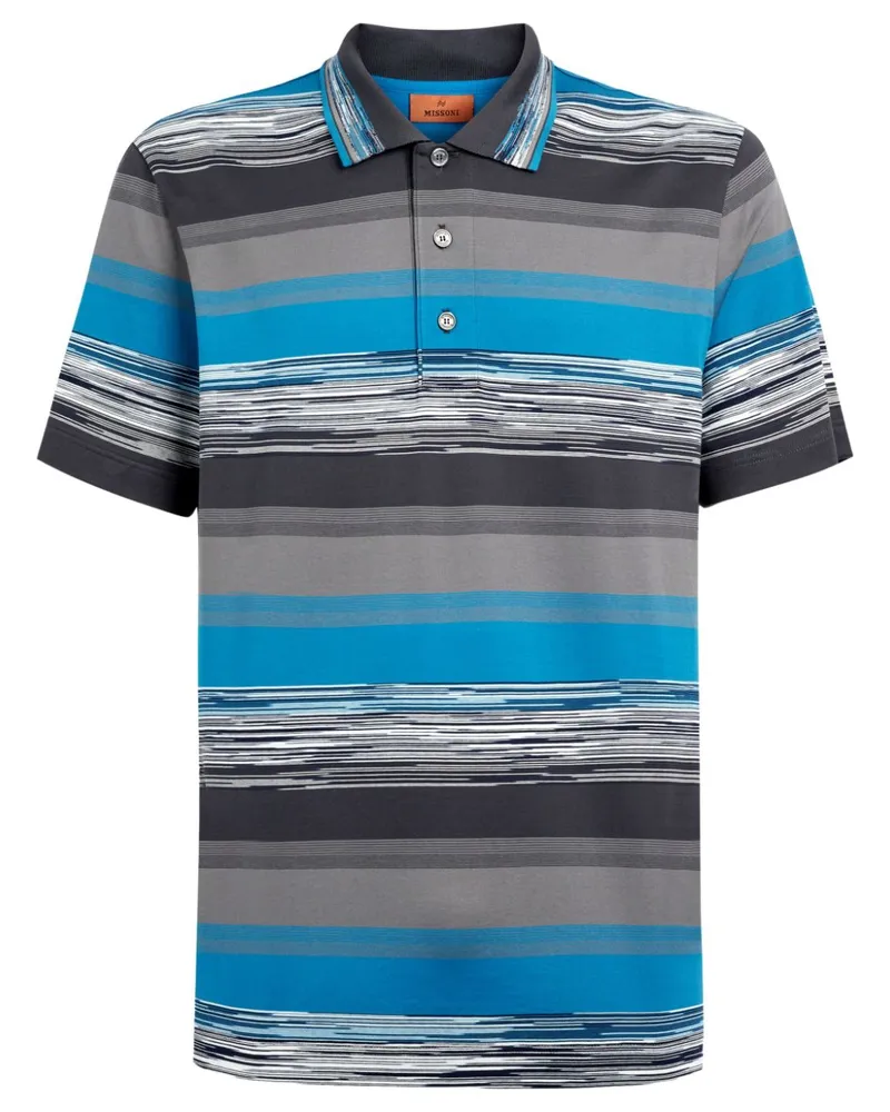 Missoni Poloshirt mit Farbverlauf-Streifen - Blau Blau