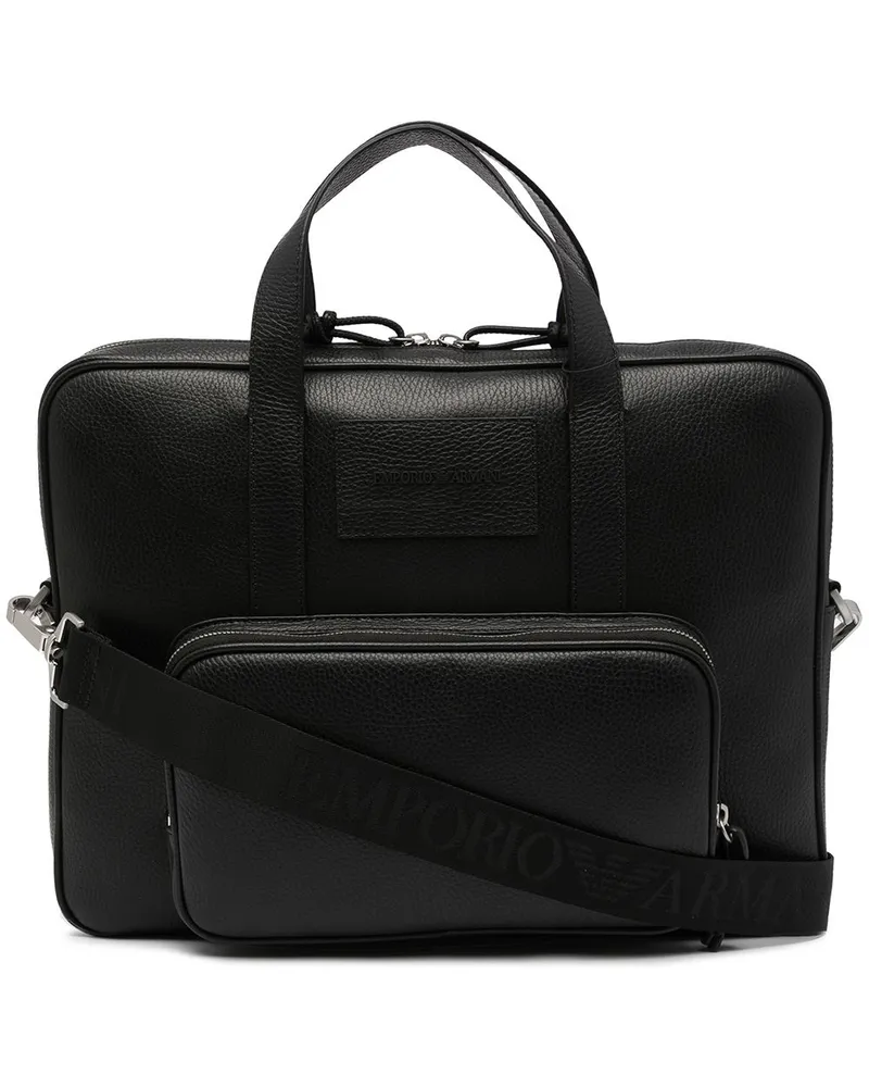 Emporio Armani Aktentasche mit Logo-Patch - Schwarz Schwarz