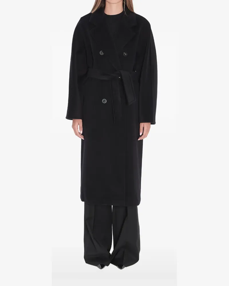 Max Mara Madame Mantel mit fallendem Revers - Schwarz Schwarz