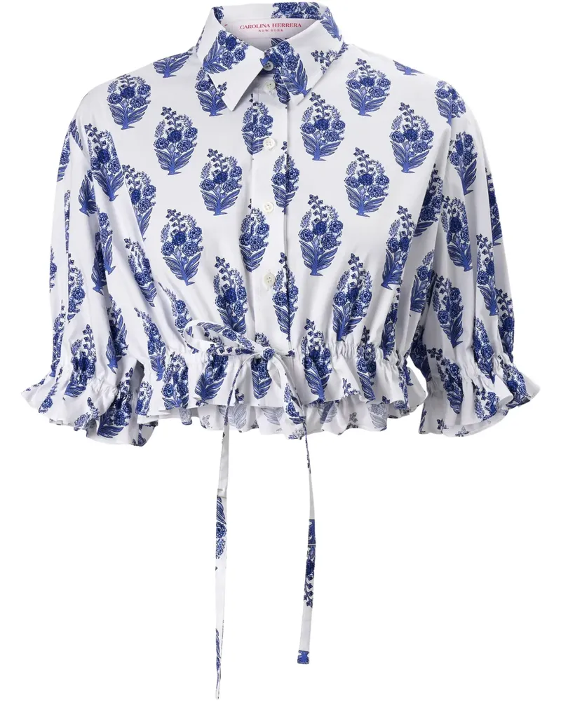 Carolina Herrera New York Cropped-Hemd mit Blumen-Print - Weiß Weiß