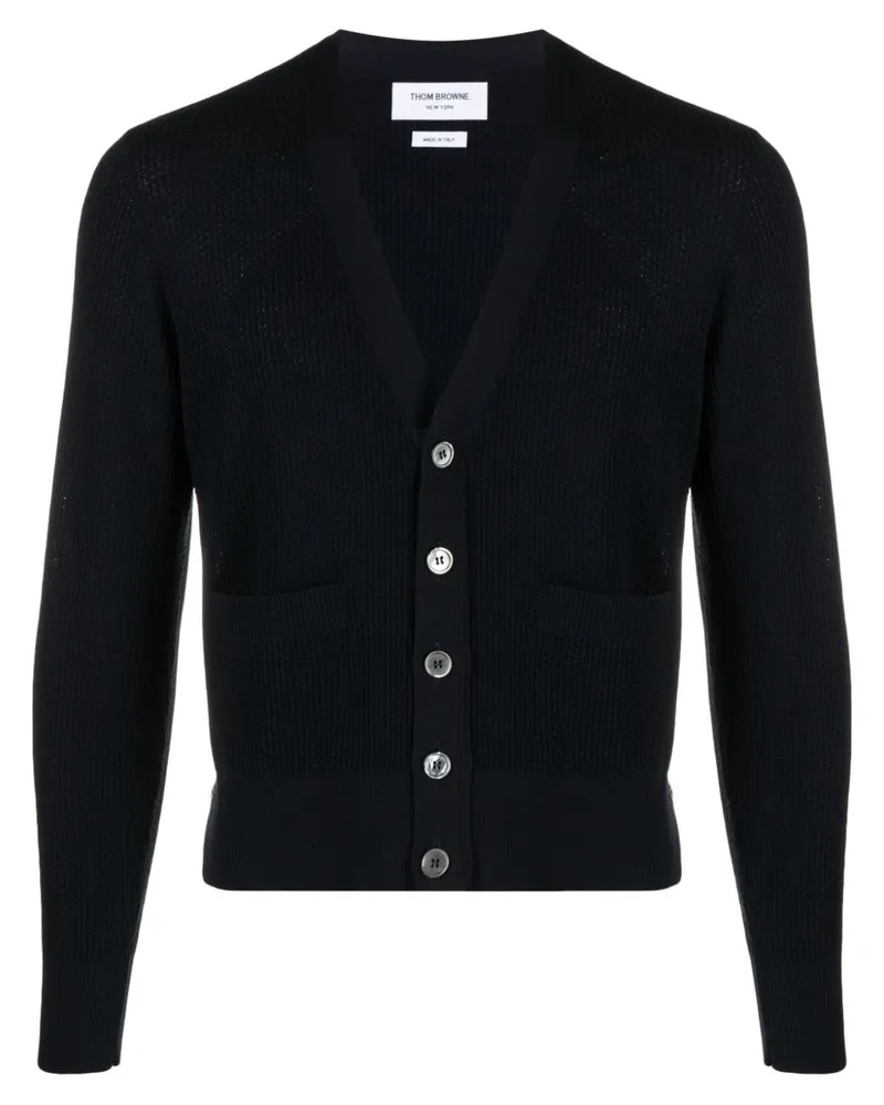 Thom Browne Cardigan mit Waffelstrick-Muster - Blau Blau