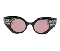 Butterfly-Sonnenbrille mit Kristallen - Schwarz