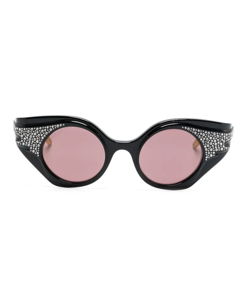 Gucci Butterfly-Sonnenbrille mit Kristallen - Schwarz Schwarz