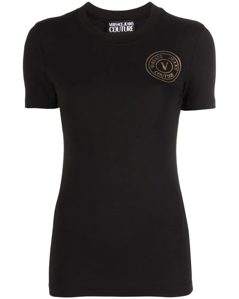 Versace Jeans T-Shirt mit Logo-Print Schwarz