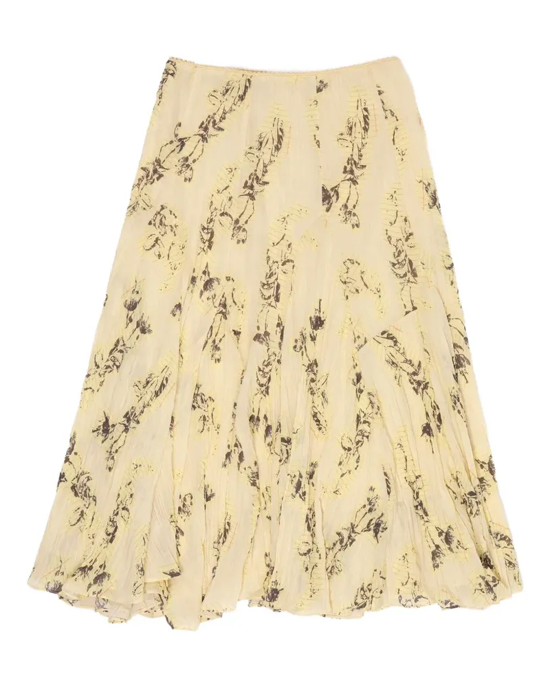 BIMBA Y LOLA Midirock mit Notizbuch-Print - Gelb Gelb