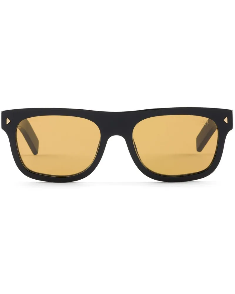 Prada Sonnenbrille mit eckigem Gestell - Schwarz Schwarz