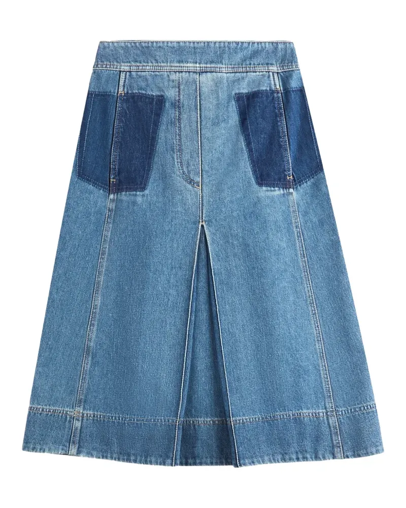Fay patch-pocket pleated midi skirt - Blau Blau