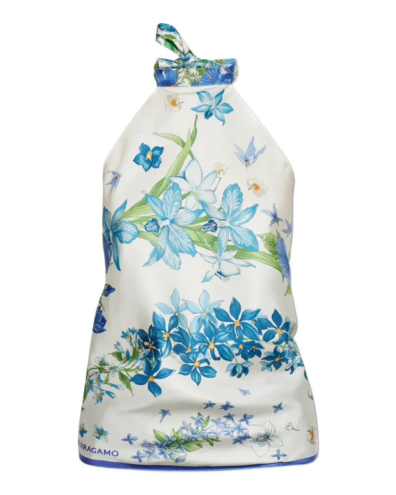 Ferragamo floral-print silk top - Weiß Weiß