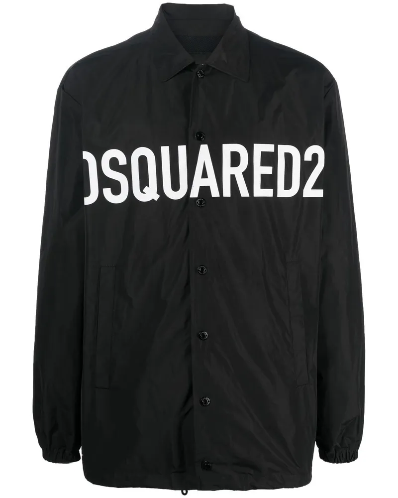 Dsquared2 Hemdjacke mit Logo-Print - Schwarz Schwarz