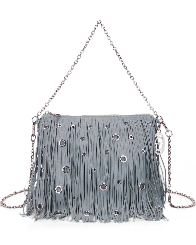 LA CARRIE Night Edition fringe-detail eyelet-embellished shoulder bag - Grau Grau