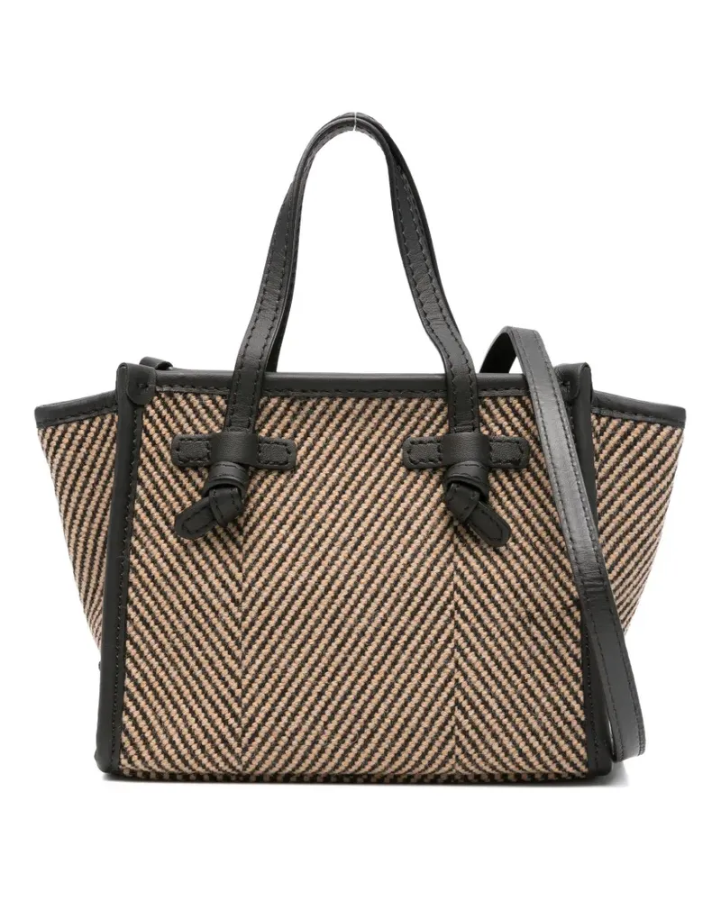 Gianni Chiarini Miss Marcella Tote Bag mit Fischgrätenmuster - Schwarz Schwarz