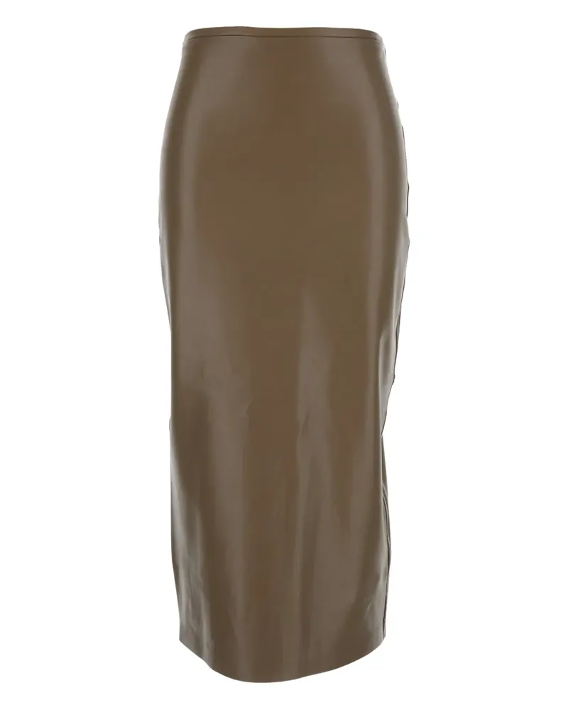 Norma Kamali back-slit midi skirt - Braun Braun