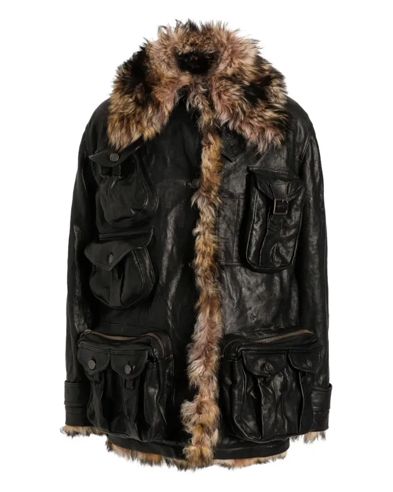 Dolce & Gabbana Mantel mit Pelzbesatz - Schwarz Schwarz