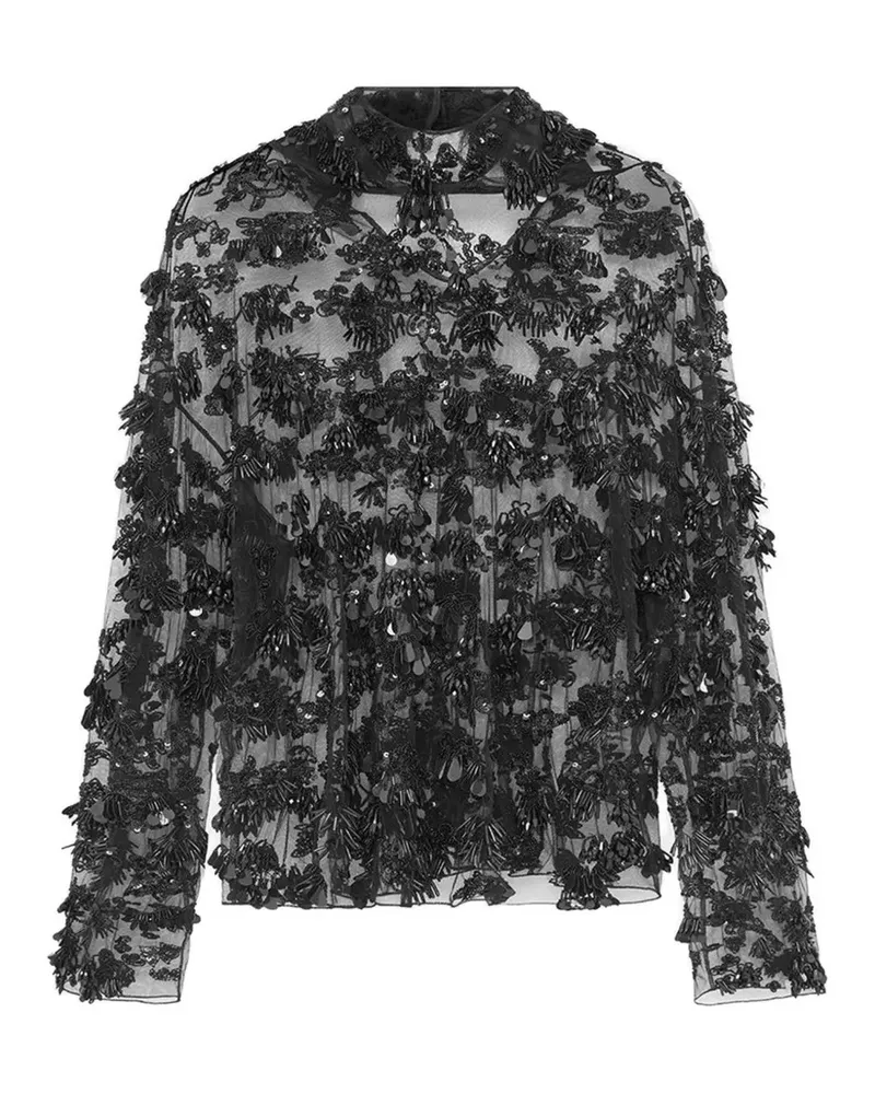 16ARLINGTON Olarna Mesh-Oberteil mit Stickerei - Schwarz Schwarz