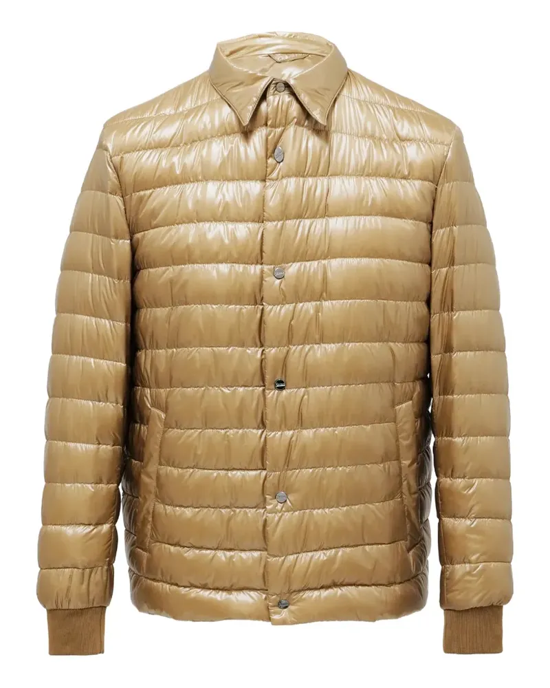 Herno quilted-detail zip-up jacket - Nude Nude
