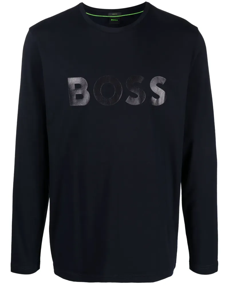 HUGO BOSS Langarmshirt mit Logo-Print - Blau Blau