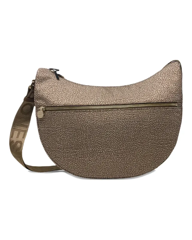 Borbonese small Luna patterned shoulder bag - Nude Nude