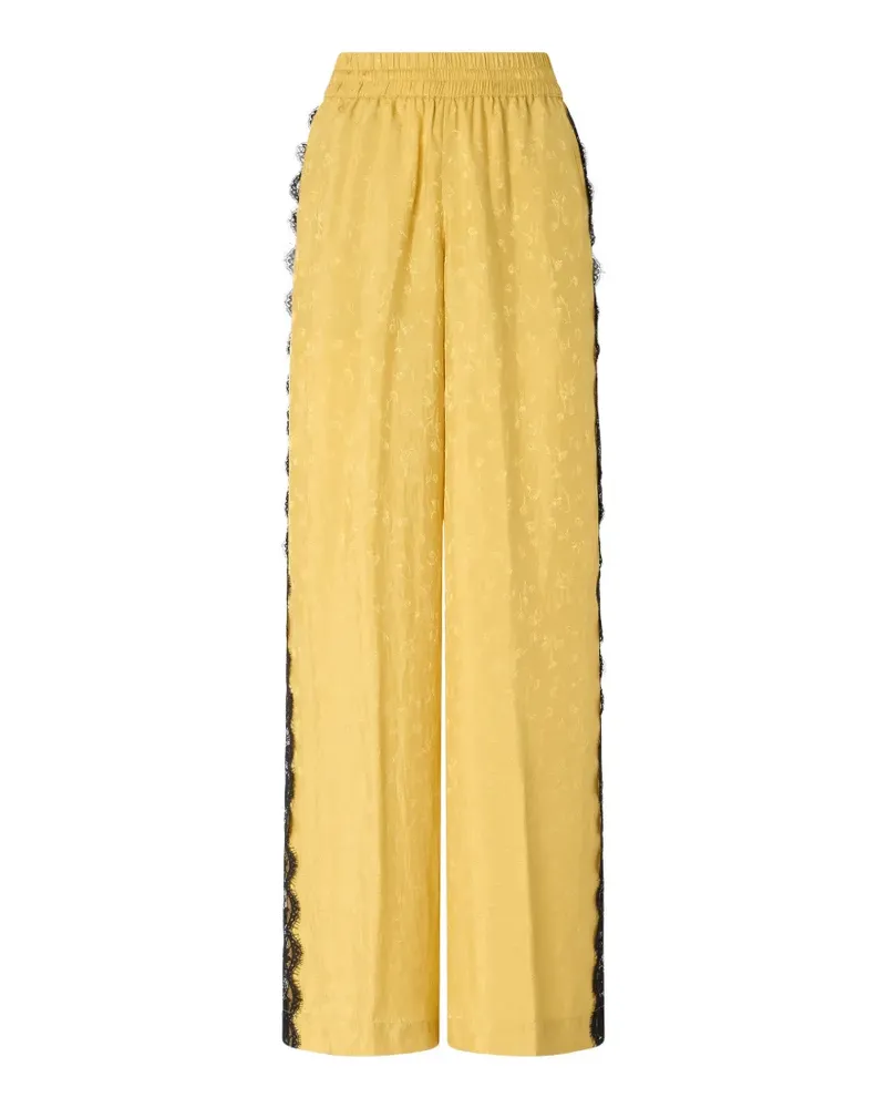 Pinko Palazzohose mit Blumenmotiv und Spitzenbesatz - Gelb Gelb