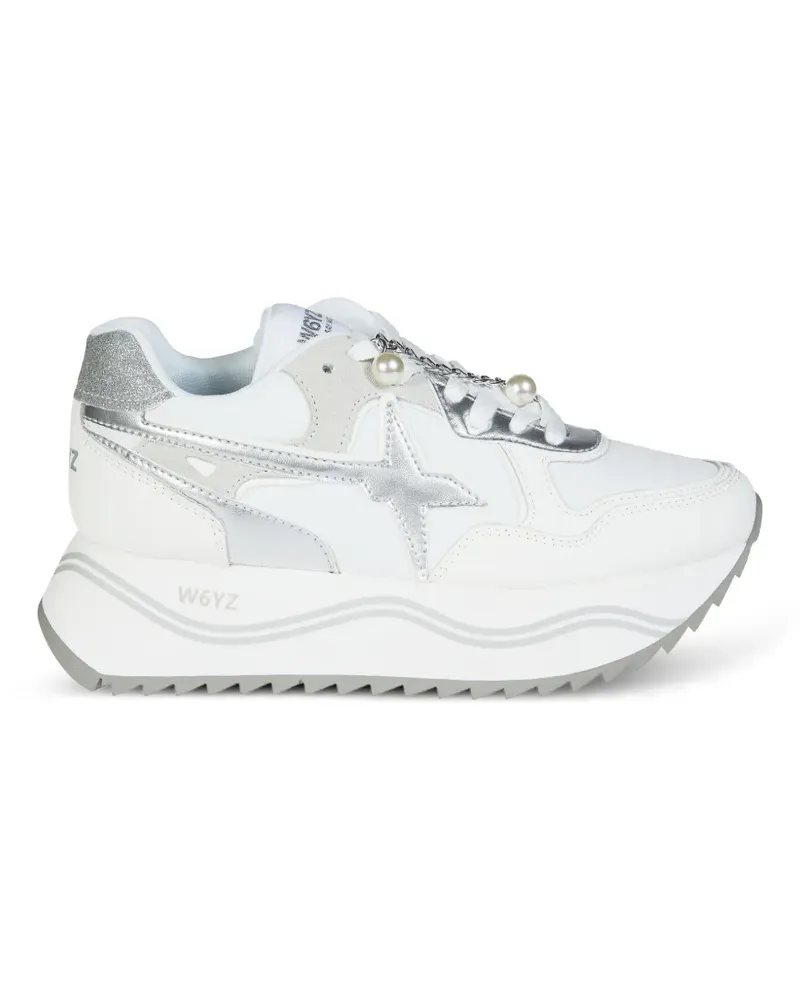 W6YZ Sneakers mit Stern-Patch mit Perlenverzierung - Weiß Weiß
