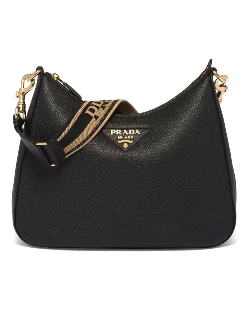 Prada Schultertasche mit Triangel-Logo - Schwarz Schwarz