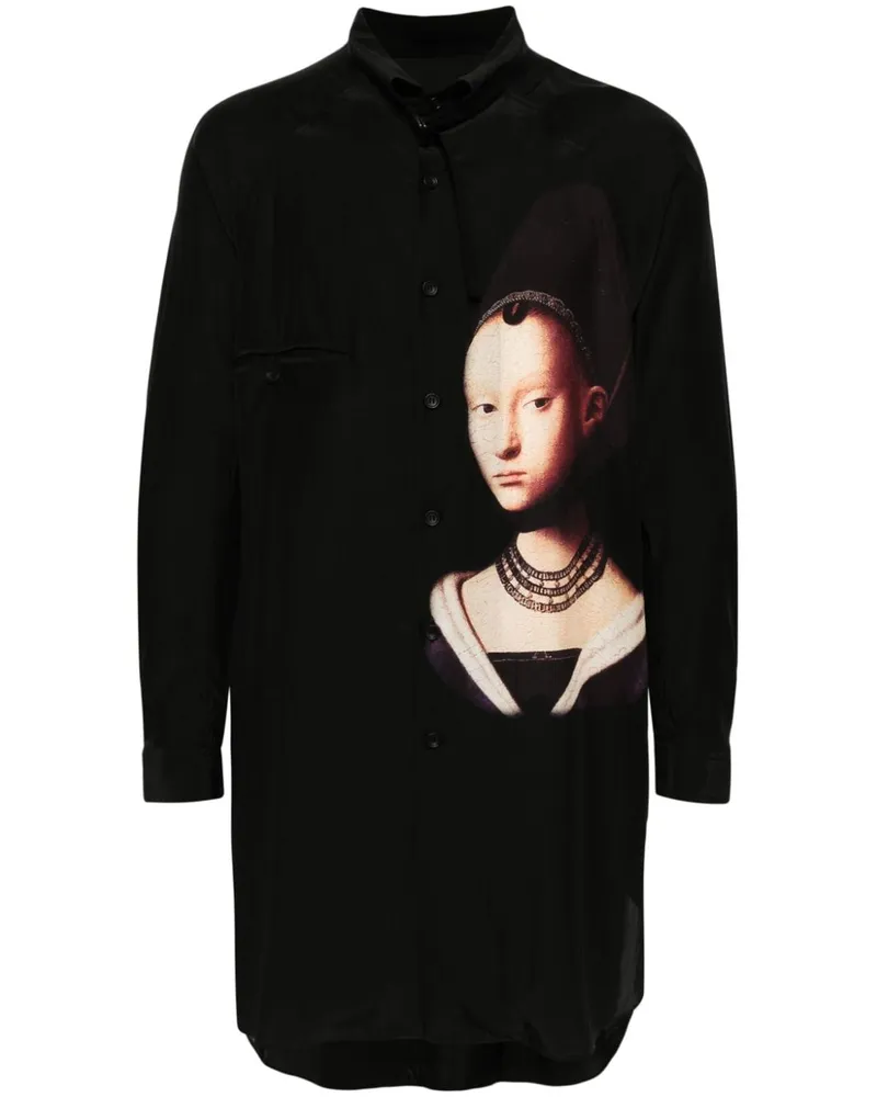 Yohji Yamamoto M-Young Girl Seidenhemd Schwarz