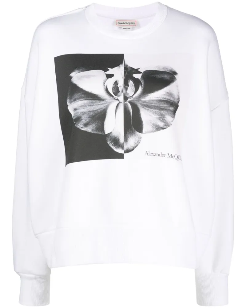 Alexander McQueen Sweatshirt mit Blumen-Print - Weiß Weiß