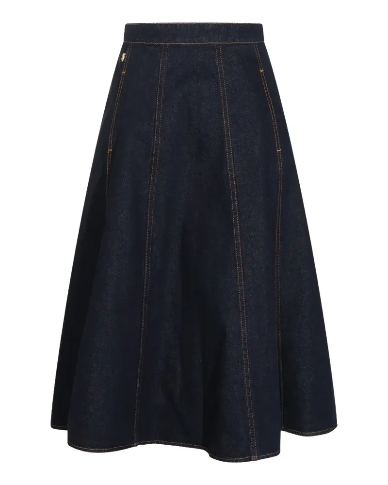 Alberta Ferretti contrast-stitch panelled midi skirt - Blau Blau