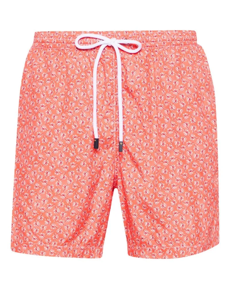 BARBA Badeshorts mit Palmen-Print Orange