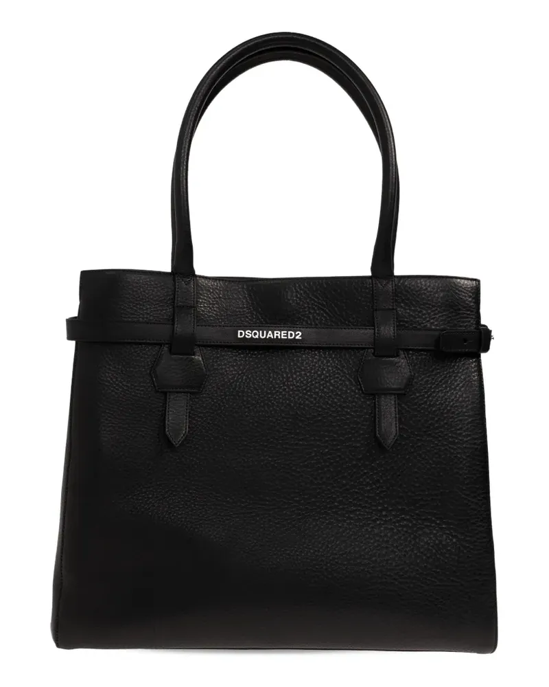 Dsquared2 strap leather tote bag - Schwarz Schwarz