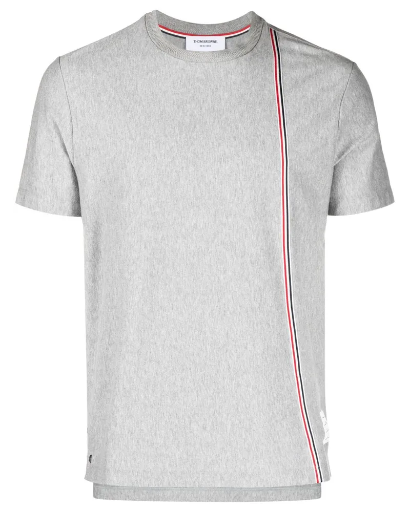 Thom Browne T-Shirt mit RWB-Streifen - Grau Grau