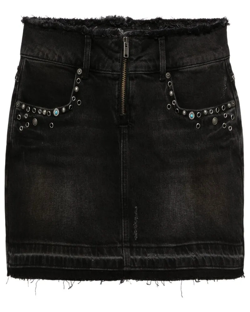Guess Minirock mit ausgefranster Krempe - Schwarz Schwarz