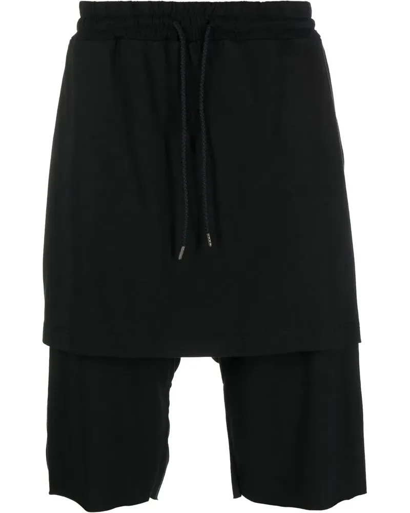 FourTwoFour on Fairfax Joggingshorts im Layering-Look - Schwarz Schwarz