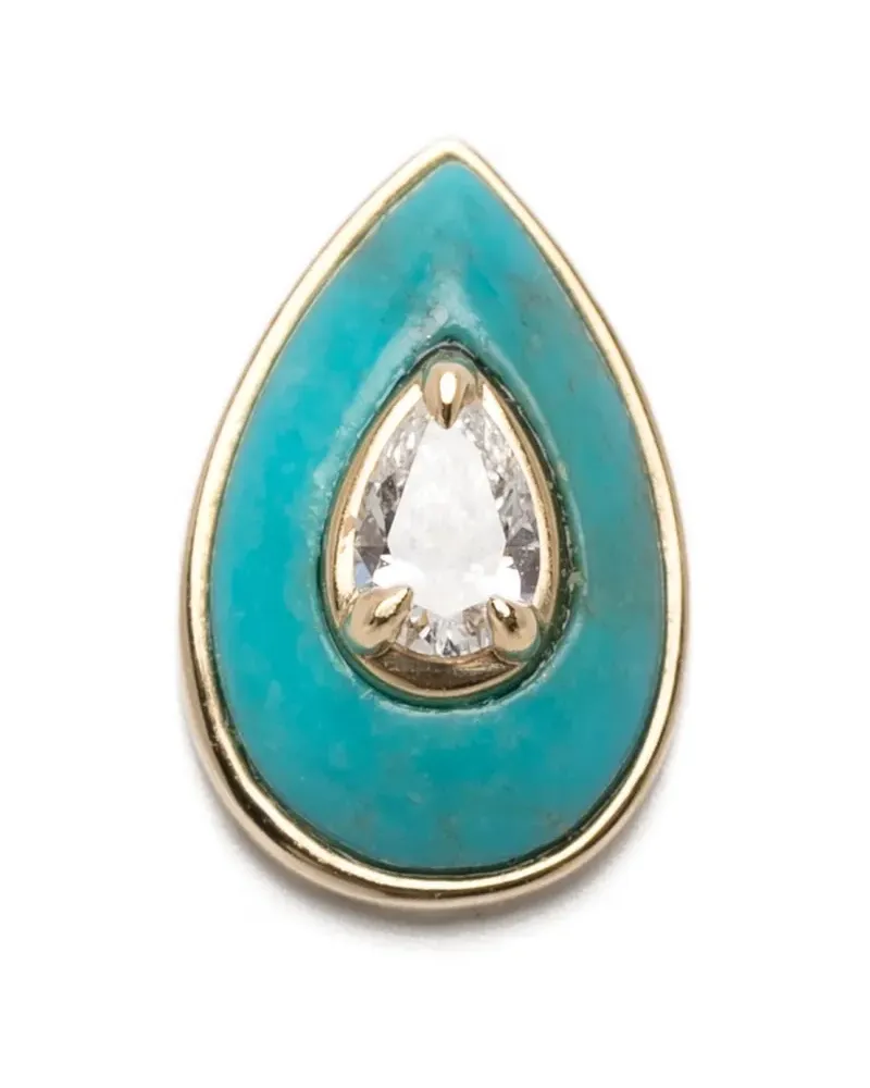 Rainbow K turquoise diamond earring - Gold Gold