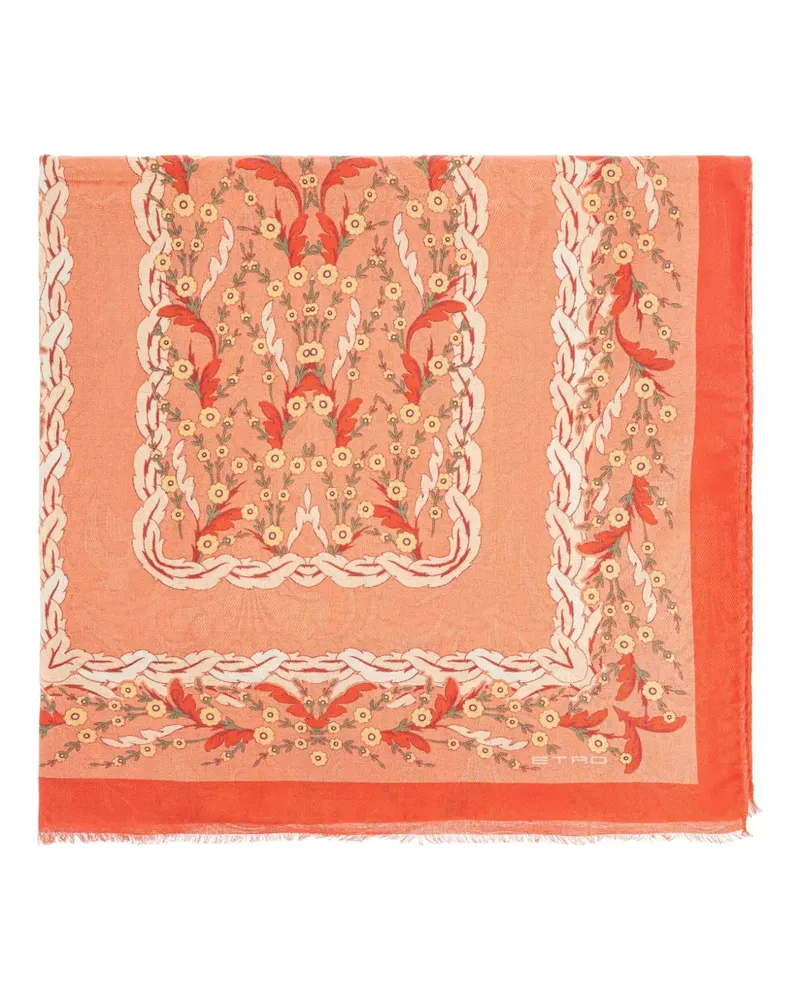 Etro Schal mit Blumen-Print - Orange Orange