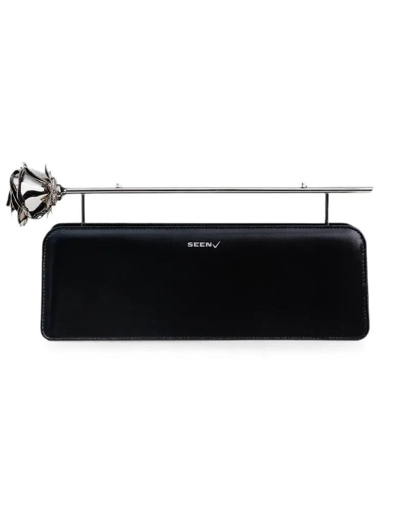 Seen Users Rose 11 Clutch mit Blumen - Schwarz Schwarz