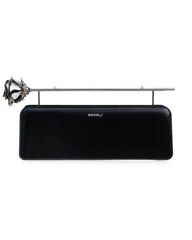 Seen Users Rose 11 floral-detail clutch bag - Schwarz Schwarz