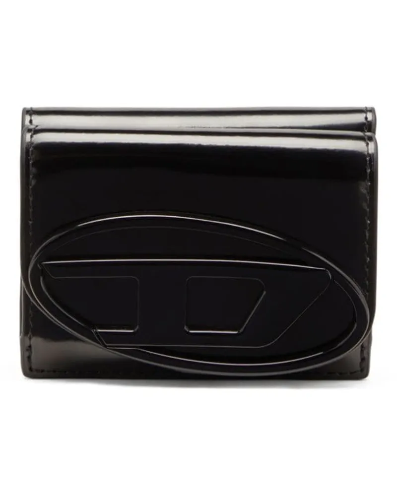 Diesel 1dr Portemonnaie aus Lackleder - Schwarz Schwarz