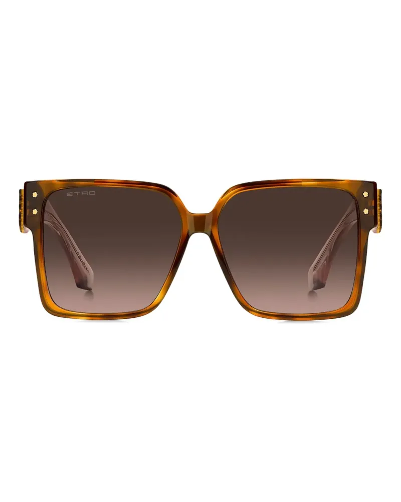 Etro Eckige Sonnenbrille mit Blütendetail - Braun Braun