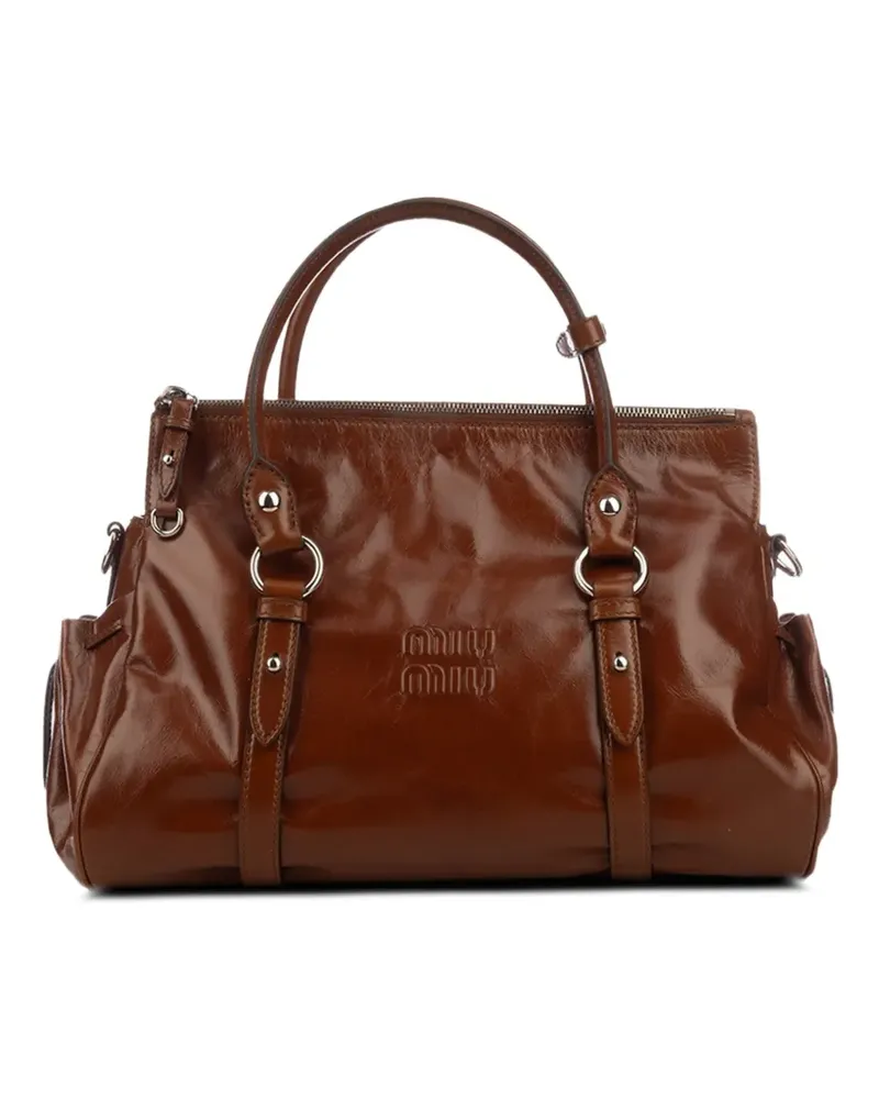 Miu Miu Handtasche aus glänzendem Leder - Braun Braun
