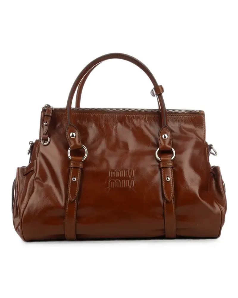 Miu Miu Handtasche aus glänzendem Leder - Braun Braun