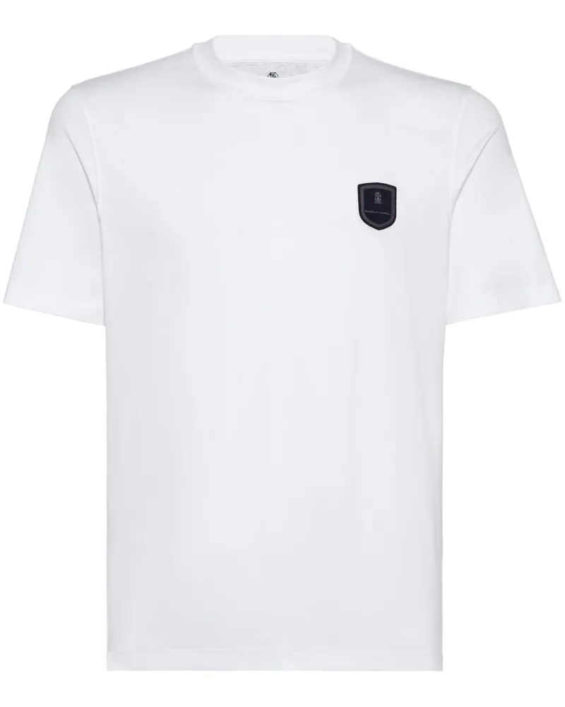 Brunello Cucinelli T-Shirt mit Logo-Patch - Weiß Weiß