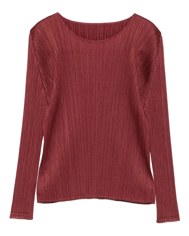 Issey Miyake Plissiertes Langarmshirt - Braun Braun