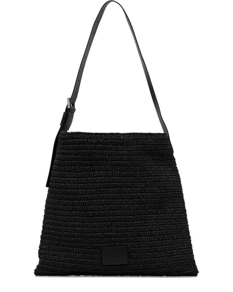 AllSaints Gehäkelter Asha Tote Bag mit Lederriemen - Schwarz Schwarz