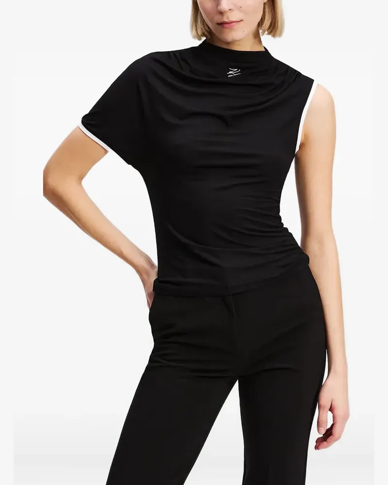 Karl Lagerfeld Asymmetrisches T-Shirt - Schwarz Schwarz