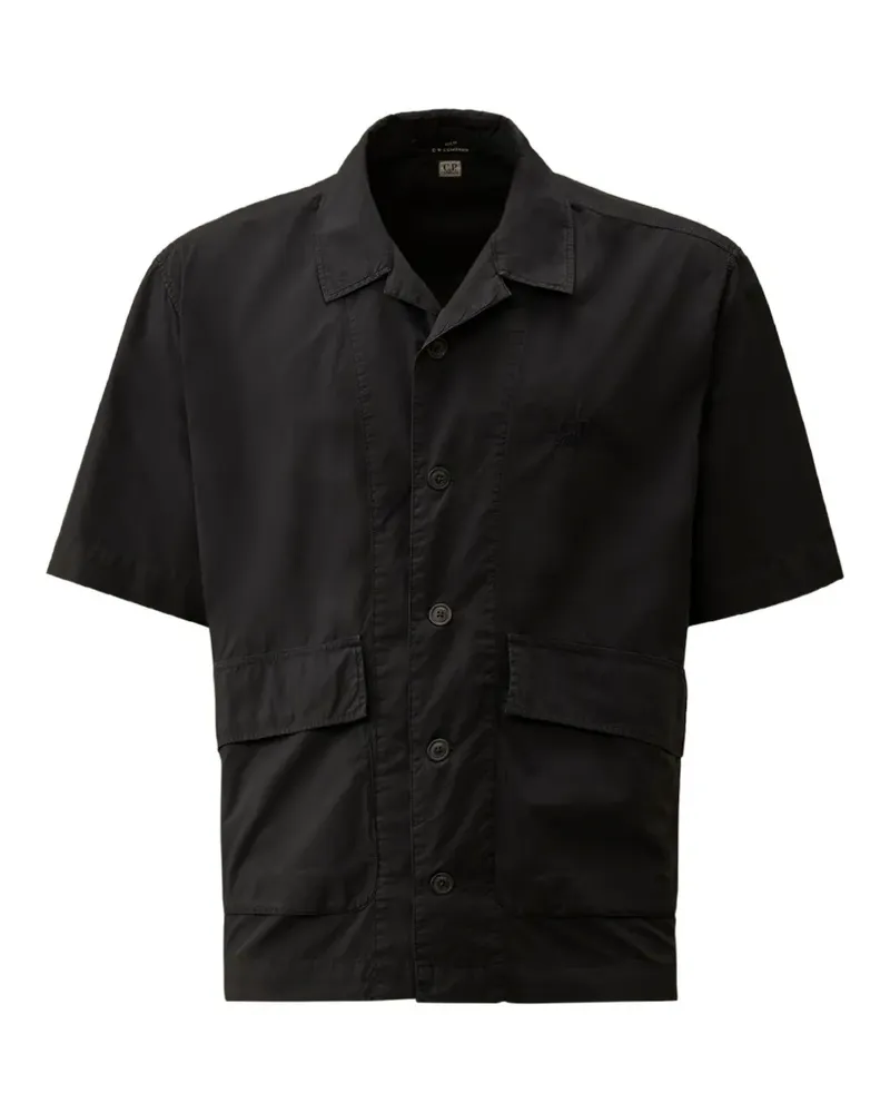 C.P. Company Popeline Boxy logo-embroidered patch-pocket shirt - Blau Blau