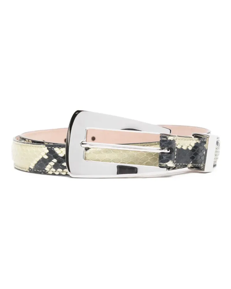KHAITE Lucca embossed python belt - Nude Nude