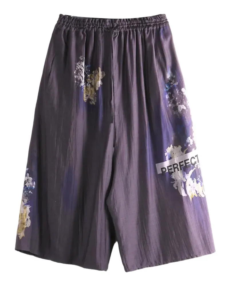 Yohji Yamamoto floral-print drawstring-waist trousers - Violett Violett