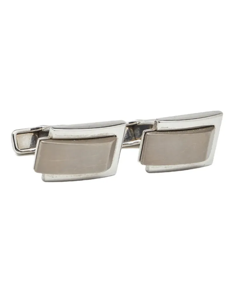 Dunhill rectangle stainless steel cufflinks - Silber Silber